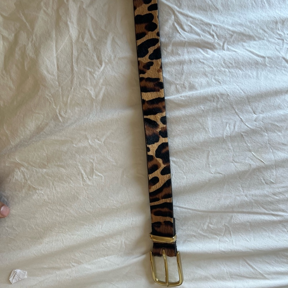 Leopard Print Belt with Gold Buckle